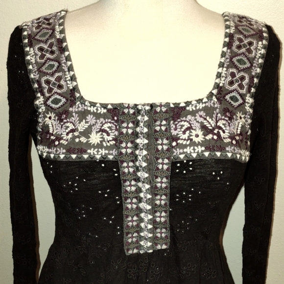 NWOT FREE PEOPLE long sleeve boho tunic high/low blouse SZ SMALL - Picture 2 of 9